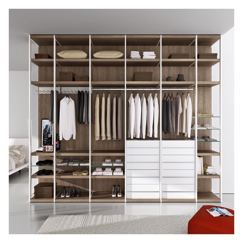 Maßgeschneiderte Holz-Moderne Walk In Garderobe mit High-End Lack-Panel-Speicherlösung