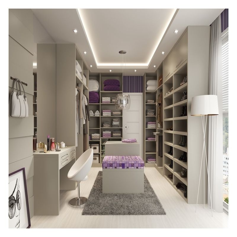 Maßgeschneiderte Holz-Moderne Walk In Garderobe mit High-End Lack-Panel-Speicherlösung