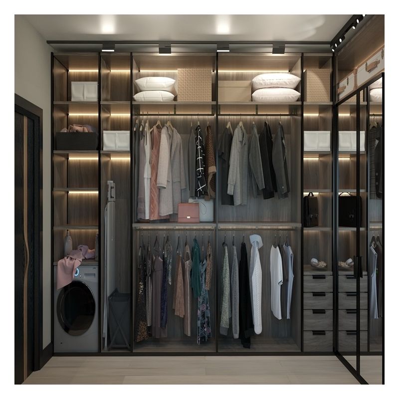 Moderne Design-Stil Holz-Minimalist-Schrank mit Glas Tür-Panel und Lichtstreifen