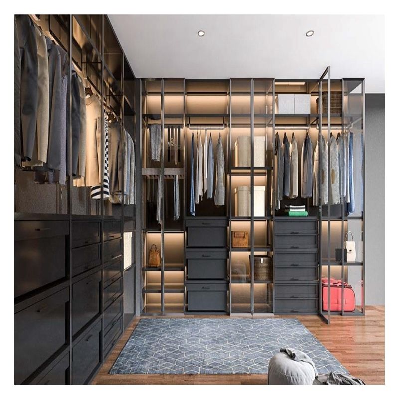 Moderne Design-Stil Holz-Minimalist-Schrank mit Glas Tür-Panel und Lichtstreifen