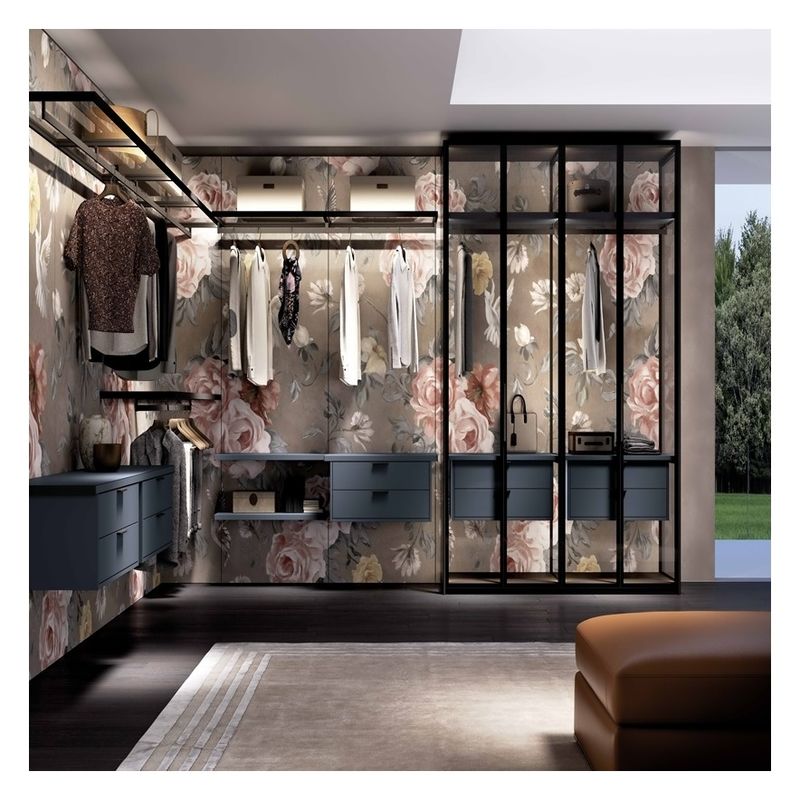 Moderne Design-Stil Holz-Minimalist-Schrank mit Glas Tür-Panel und Lichtstreifen