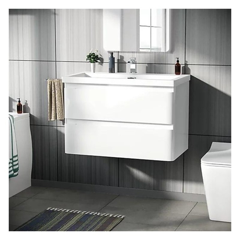 Massivholz rundes Badezimmer mit Waschbecken und Glanzveredelung in kleinem Format