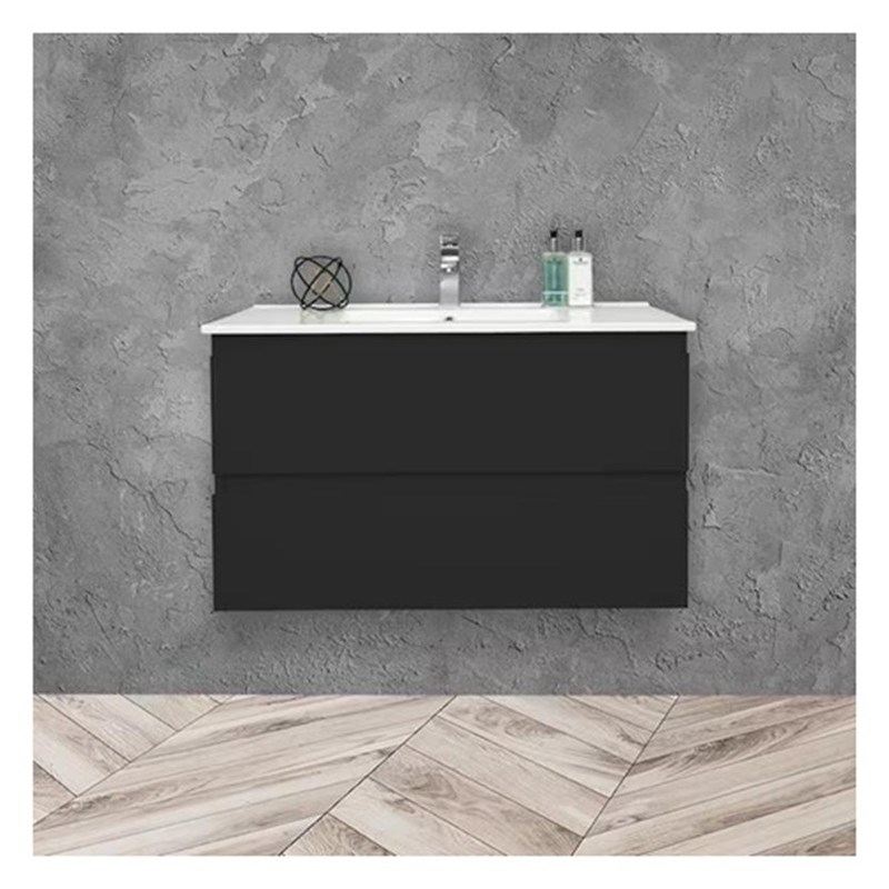 Massivholz rundes Badezimmer mit Waschbecken und Glanzveredelung in kleinem Format