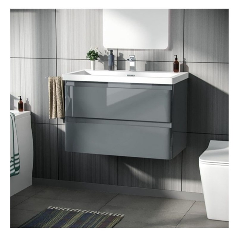 Massivholz rundes Badezimmer mit Waschbecken und Glanzveredelung in kleinem Format