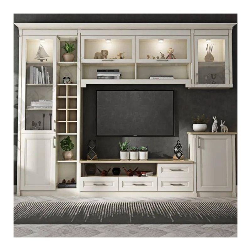 Saubere Linien Ganze Wand Lager Schrank für Wohnzimmer Möbel Moderne Shaker Stil TV