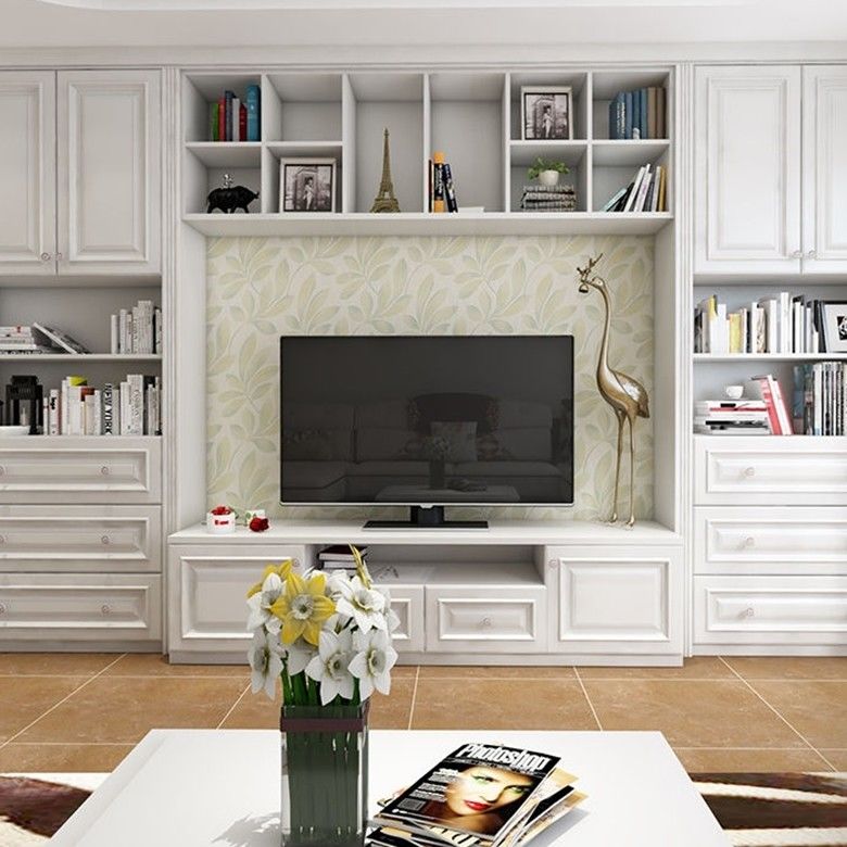 Saubere Linien Ganze Wand Lager Schrank für Wohnzimmer Möbel Moderne Shaker Stil TV