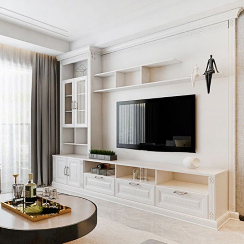 Saubere Linien Ganze Wand Lager Schrank für Wohnzimmer Möbel Moderne Shaker Stil TV