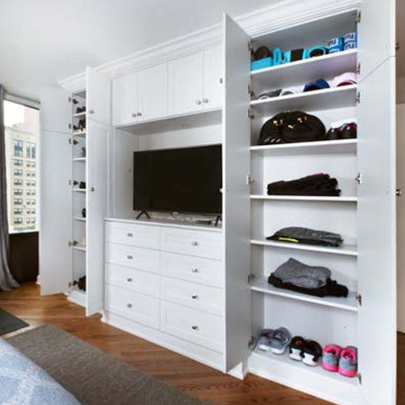 High-End Holz offenes Design Walk-in Schrank Schlafzimmer im zeitgenössischen Stil