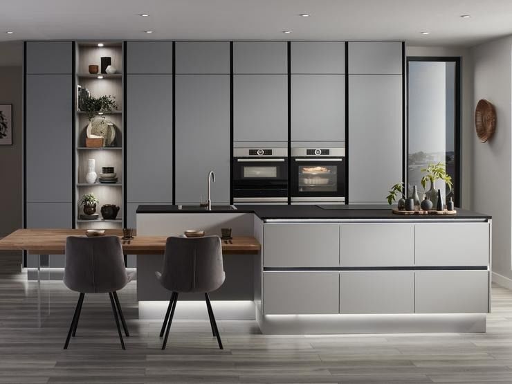 Modernes Design Melaminkarton Küchenschrank mit individueller Vernisfarbkombination
