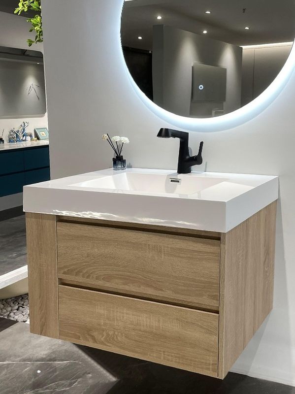 Hotel-Badezimmermöbel Maßgeschneiderte Größe Wasserdichtes Vanity Fußboden montiert und platzsparend