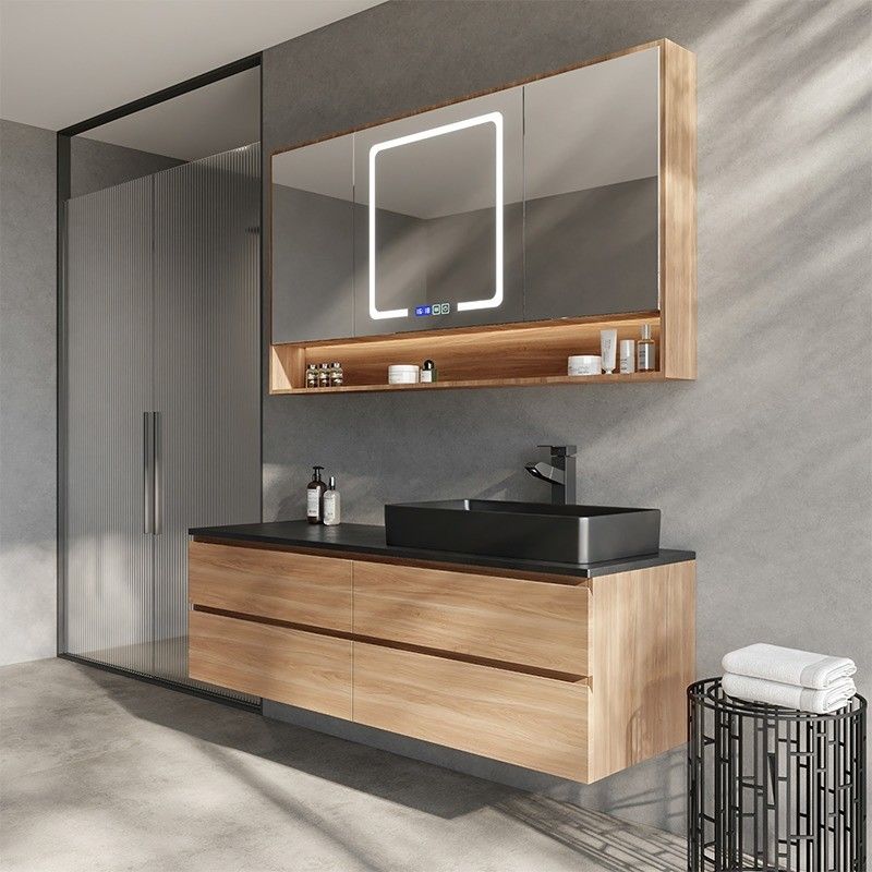 Custom Floating Bathroom Vanity Set mit Waschbecken und Lack Türplatte Oberflächenbehandlung