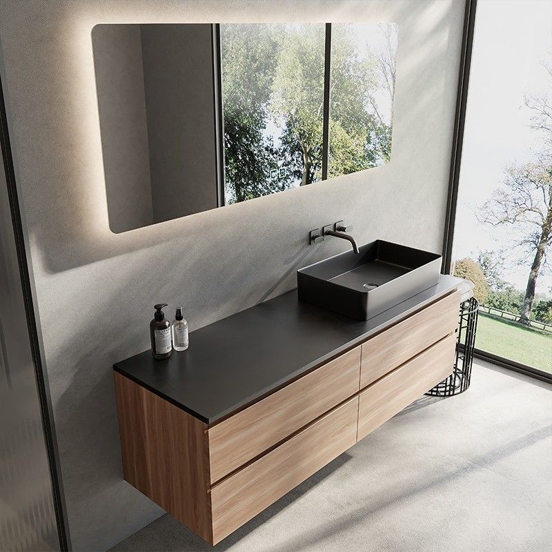 Custom Floating Bathroom Vanity Set mit Waschbecken und Lack Türplatte Oberflächenbehandlung