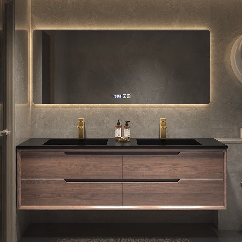 Metallrahmen Wand montiert Bad Schrank Eitelkeit Set mit Doppelschwimmer und Silber Spiegel