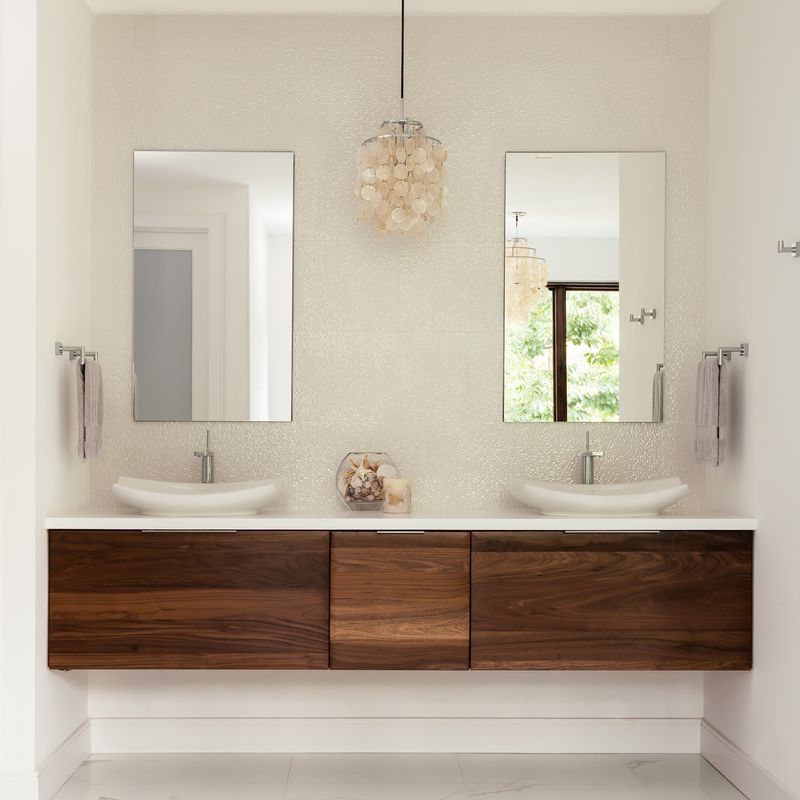 Massivholz Marmor Top Schmaler Badezimmer Schrank mit LED-Spiegel und anpassbare Optionen
