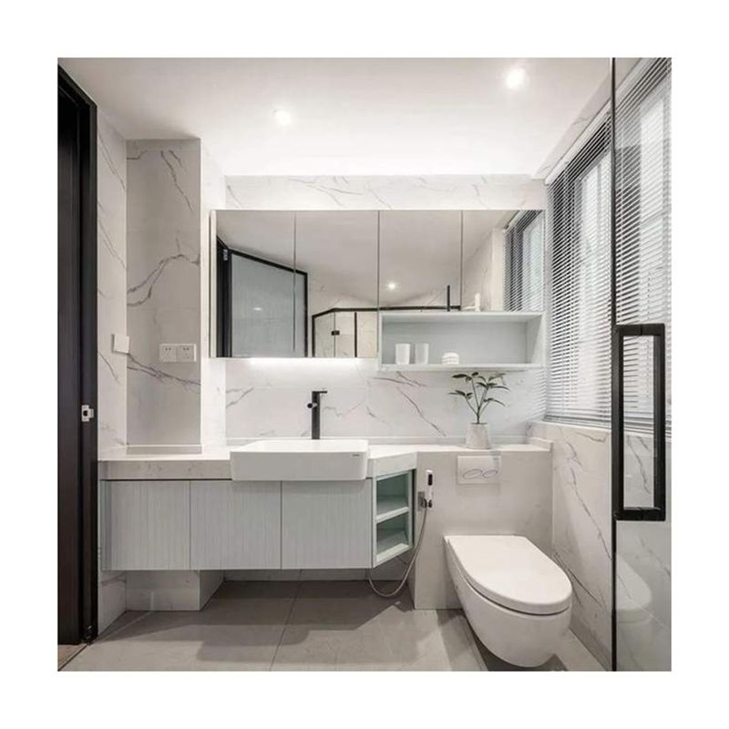Moderne Nordic Corner-Badschränke mit LED-Lichtspiegel und Vanity Combo
