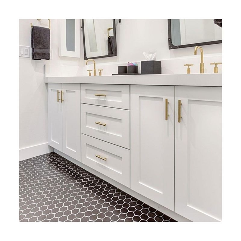 Individuelle Designs 42 Zoll White Shaker Badezimmer Vanity LED Spiegel und Schrank Combo