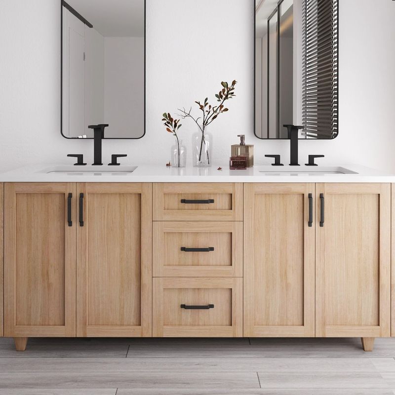 30-48 Zoll MDF-Schrank Stehende Eitelkeit Chinesische Badezimmer Eitelkeit mit Spiegel und Waschbecken