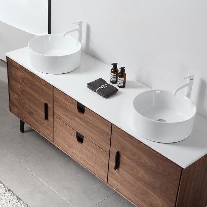 30-48 Zoll MDF-Schrank Stehende Eitelkeit Chinesische Badezimmer Eitelkeit mit Spiegel und Waschbecken