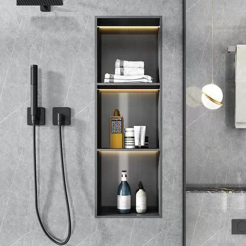 Schwimmer Make-up Spiegel Metallrahmen Vanity Badezimmer Schrank Set mit grifffreiem Design
