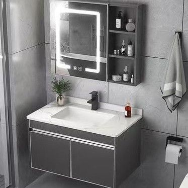 Schwimmer Make-up Spiegel Metallrahmen Vanity Badezimmer Schrank Set mit grifffreiem Design