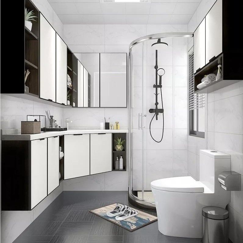 Wohnung Bad Schrank Set Nordisch Moderne Schwarze Holz Spiegel Wandmöbel