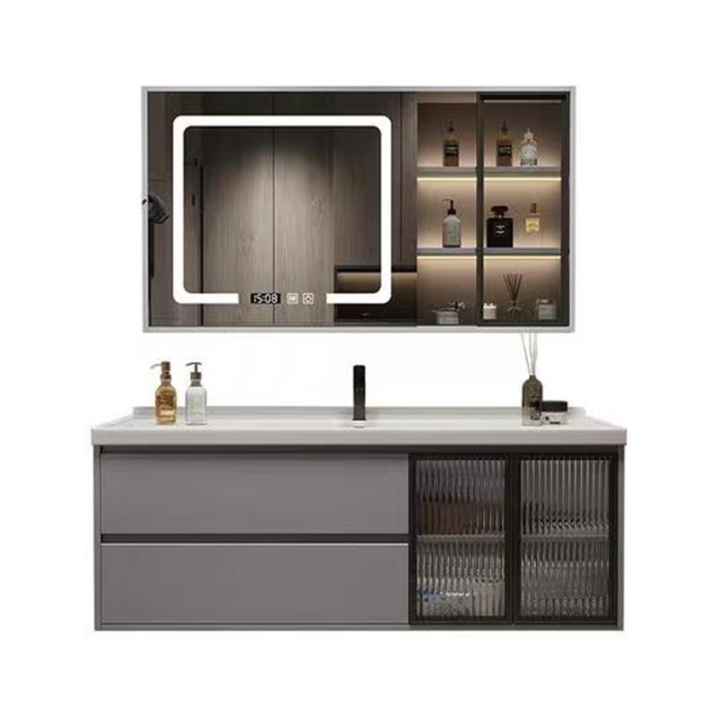 Wohnung Bad Schrank Set Nordisch Moderne Schwarze Holz Spiegel Wandmöbel