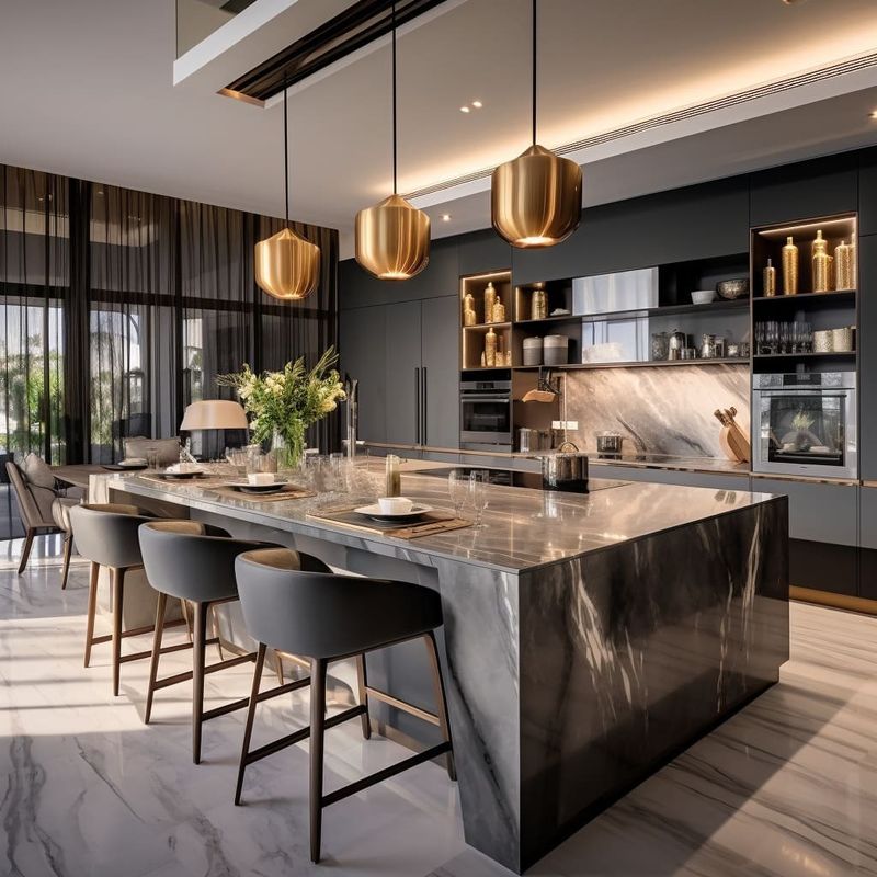 Modulare Küchenschränke Matte Grau Custom Design Küchenmöbel mit HDF-Türmaterial