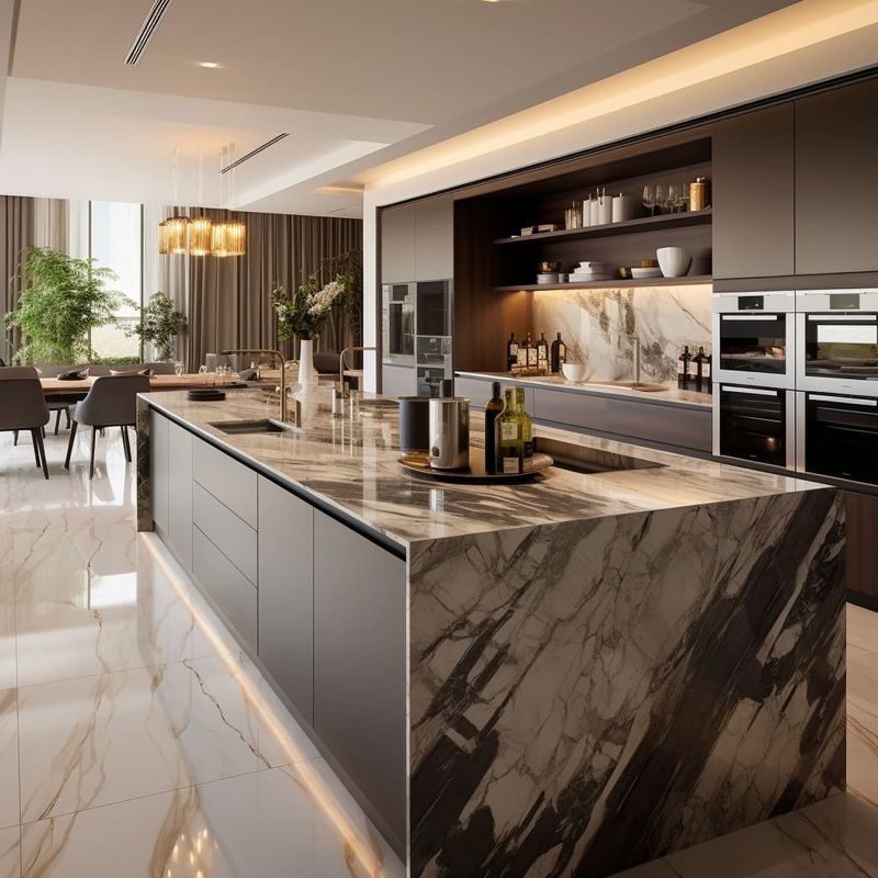Modulare Küchenschränke Matte Grau Custom Design Küchenmöbel mit HDF-Türmaterial