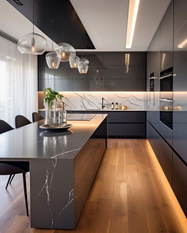Modulare Küchenschränke Matte Grau Custom Design Küchenmöbel mit HDF-Türmaterial