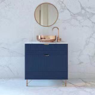 Breite 38-46 im modernen Stil Marine Blau Badezimmer Vanity Schrank mit Spiegel Wandmontage