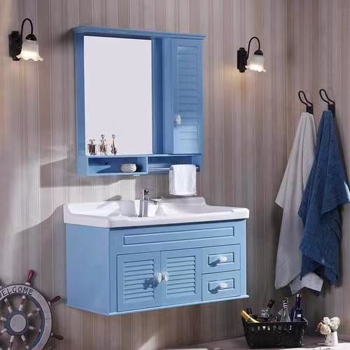 Breite 38-46 im modernen Stil Marine Blau Badezimmer Vanity Schrank mit Spiegel Wandmontage