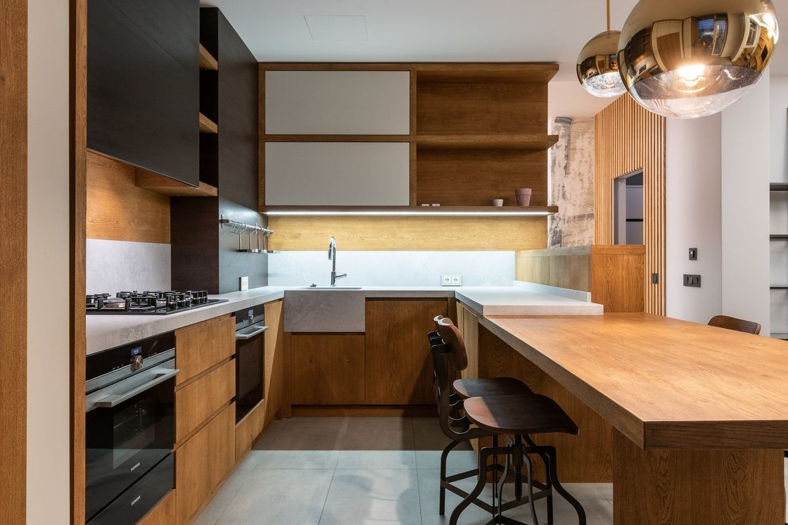Villa/Wohnung amerikanischer Eichenholz-Küchenschrank mit Türen und HDF-Türen