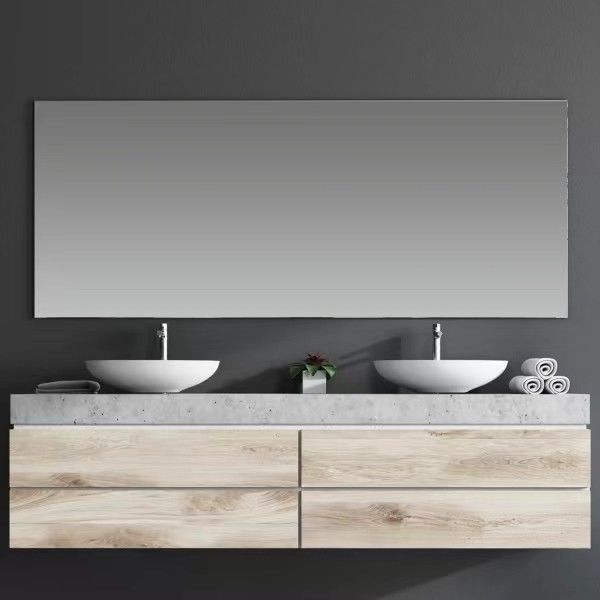 Schlanker Badezimmer-Laufschrank mit grifffreiem Design und inklusive Arbeitsplatte