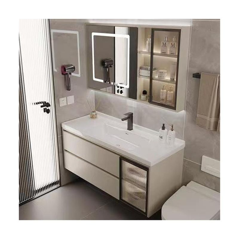 Modernes Holz-LED-beleuchtetes Badezimmerschrank mit Spiegel in individueller Farbe und Breite 38-46