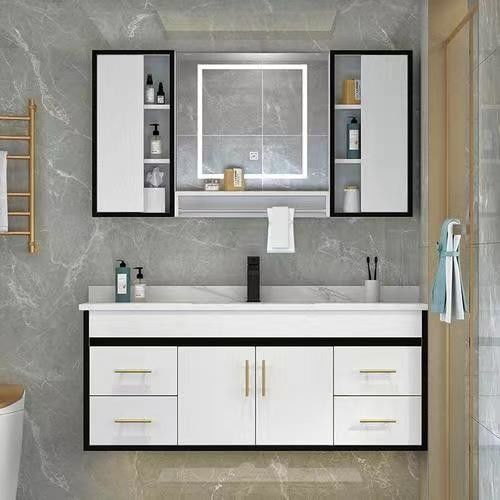 Modernes Holz-LED-beleuchtetes Badezimmerschrank mit Spiegel in individueller Farbe und Breite 38-46