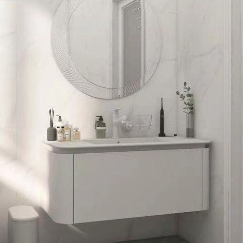 Wandgehängtes PVC-Badschrank mit Waschbecken Toilette Weiß Rechteck 36 x 22