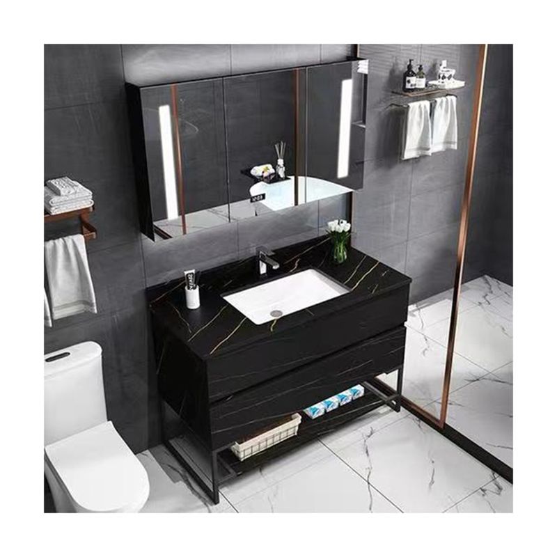 Vanity Combo Schwarz Hoch Schmal 36 Zoll Badezimmer Vanity mit Massivholz und Arbeitsplatte