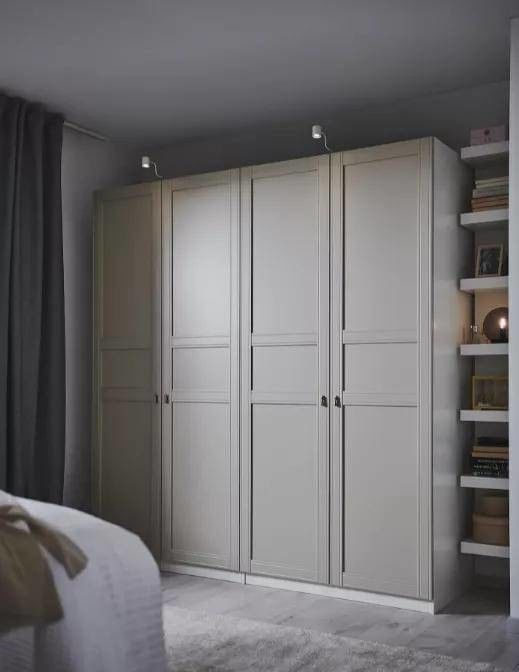 2024 Beliebter Grauer Shaker Tür Kleiderschrank Moderne Holz-Stil für Haus Stoff Regal Schränke