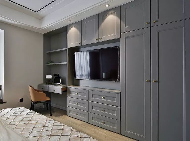 2024 Beliebter Grauer Shaker Tür Kleiderschrank Moderne Holz-Stil für Haus Stoff Regal Schränke