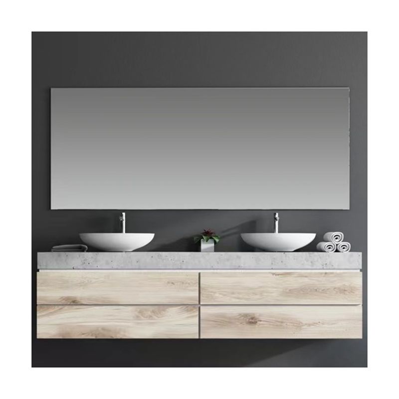 Modernes Bad Wasserdicht Holz Wandmontiertes Badezimmer Vanity Doppelspülschränke Schränke für Wohnung