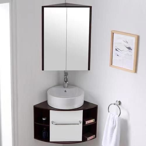Chinesisches Holz Dreieck Badezimmer Spiegel Schrank für schlanke Aufbewahrung in Wall Mount Vanity