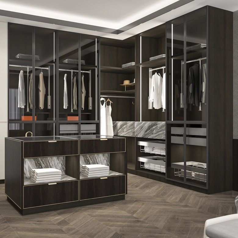 Holz-Stil PANEL Große Ecke offene Garderobe Schrank für Zuhause Villa Hotel Wohnung Schlafzimmer