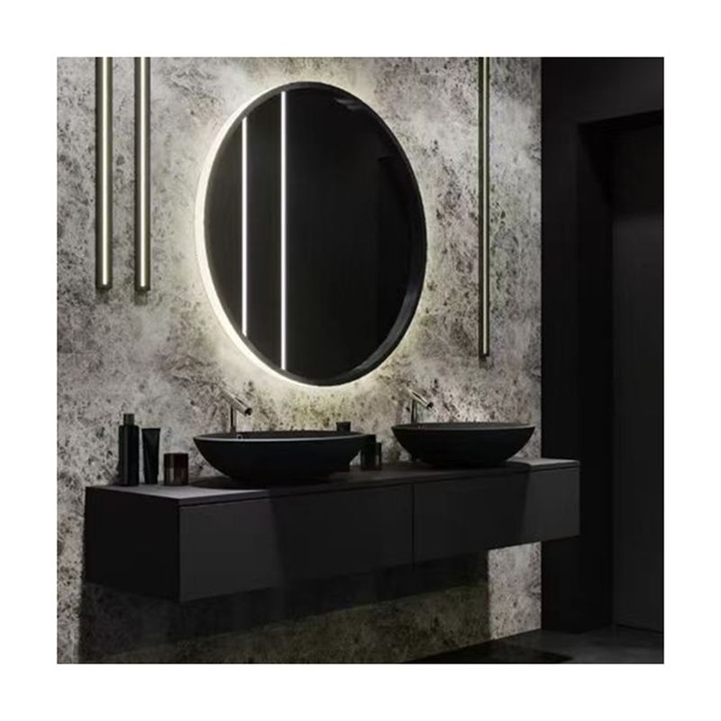 Wohnung Festfläche Schwarzes Badezimmer Led Spiegel Hochschrank CAD Design Vanity Combo