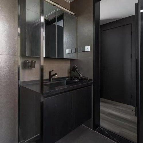 Wohnung Festfläche Schwarzes Badezimmer Led Spiegel Hochschrank CAD Design Vanity Combo