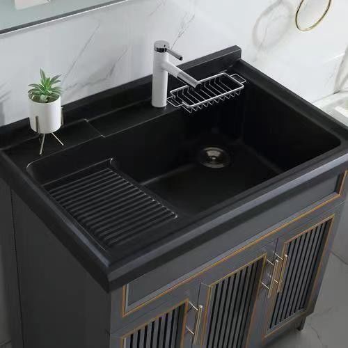 Wohnung Festfläche Schwarzes Badezimmer Led Spiegel Hochschrank CAD Design Vanity Combo