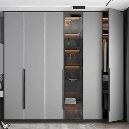 Customized Matte Grey Schrank mit zeitgenössischem Design Stil und PANEL Holz Stil