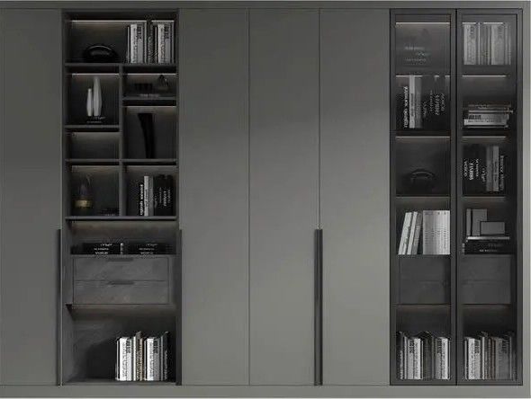 Customized Matte Grey Schrank mit zeitgenössischem Design Stil und PANEL Holz Stil