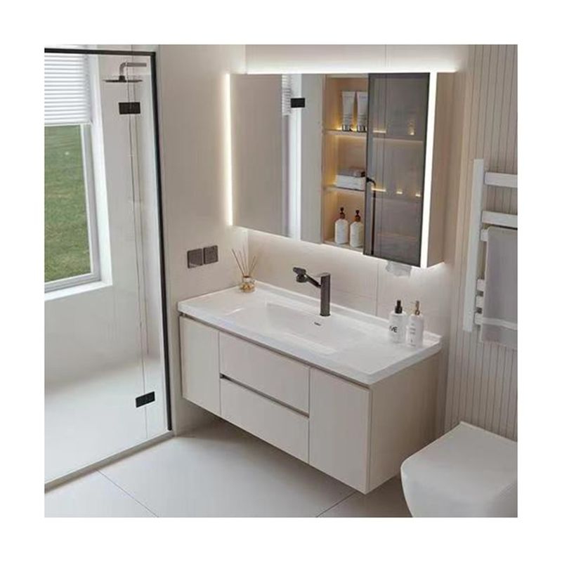 Weiße Badezimmer Schränke Handgrifffreies Design für Vanity Top und Wohnzimmer Möbel Combo