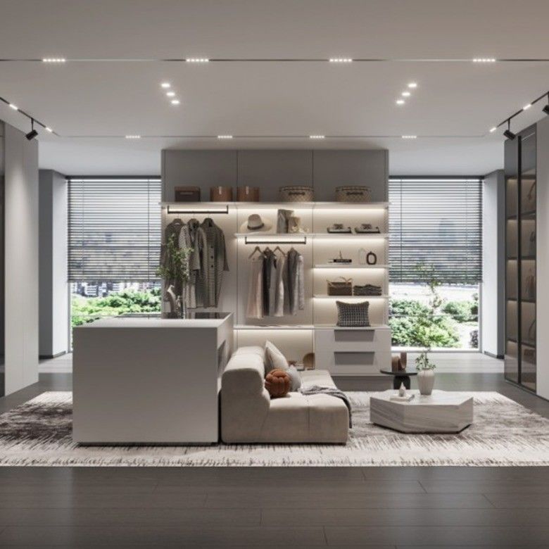 Moderne MR HDF Board Island Garderobe für High-End-Design und Funktionalität angepasst