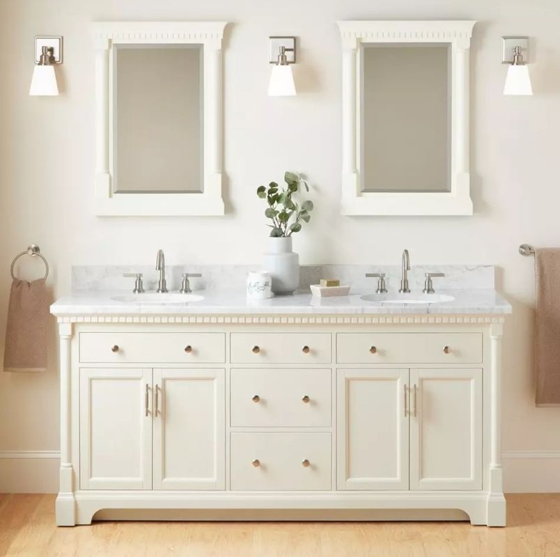 Zwei Sätze Waschbecken und Wasserhähne Großes Bad Vanity Set mit separater Spiegelbreite 38-46